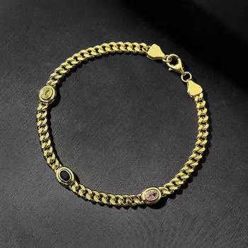 Браслет Xiancan Jewelry из серебра S925 с золотым покрытием: Минималистичный дизайн в стиле колор-блок 2023 года для женщин 18 cm жёлтый