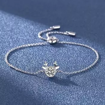 Браслет Yilu Youyou Mosan из чистого серебра S925 с бриллиантами, регулируемым затягиванием и трехслойной платиной с гальваническим покрытием zircon