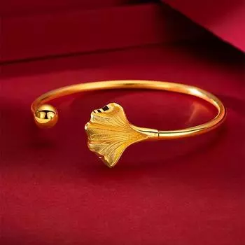 Браслет Yiye Rich Ginkgo золотого цвета с регулируемым отверстием для простоты и моды one size золотой