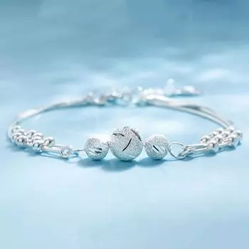 Браслет Yousheng Lady, 3-слойный, регулируемая длина, с удлиненной цепочкой, медные бусины, ювелирные изделия, удачи, день рождения, Рождество, свадьба, подарок, цепочка на запястье серебряный