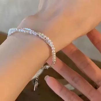 Браслет Yousheng Lady, двухслойный, регулируемой длины, с удлиненной цепочкой, искусственный жемчуг, медная цепочка, подарок, подчеркивающий элегантность, повседневная одежда, ювелирные изделия 1pc