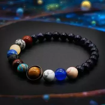 Браслет Yousheng Solar System, браслет из натурального камня и бисера, вселенная, восемь планет, ювелирные изделия, аксессуары, лучший подарок для друзей для него или нее, мужчины или женщины A