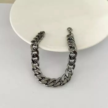 Браслет Yousheng Unisex из титановой стали с ажурной цепочкой, однотонный, прочная конструкция, блестящий, в стиле панк, хип-хоп, полированный, подарок на день рождения, ювелирные изделия чёрный