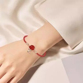 Браслет Yousheng Year of Snake со стразами, подвеска в виде змеи, красная веревка, регулируемая длина, сплав, браслет для взрослых и детей, подарок на Новый год B