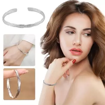 Браслет Женский Белый Молодой Браслет Маленький Дизайн Открытый Браслет One Size серебряный