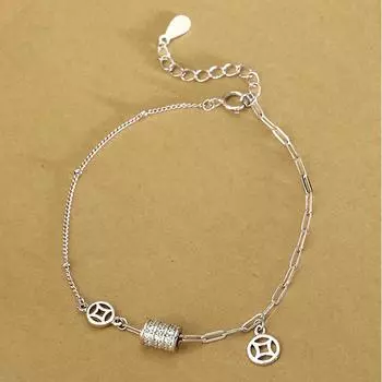 Браслет женский браслет китайский стиль легкий роскошный цилиндрический браслет с монетой цепочка сращивание