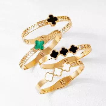 Браслет женский из титановой стали с невыцветающим эффектом, новый клевер