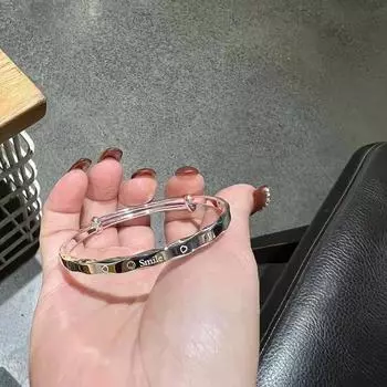 Браслет женский летний простой стиль модный гладкий универсальный браслет с улыбкой Push-pull регулируемый ювелирный