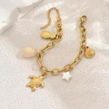 Браслет женский Ocean Wind Универсальный браслет из ракушек Геометрический металлический дизайн Нишевые украшения Мода Женщины