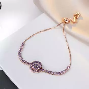 Браслет Женский темперамент Элегантный муассановый цирконий с фиолетовым бриллиантом Изысканный элегантный элегантный браслет Fairy Sen с вращающейся сотней и нежным простым браслетом
