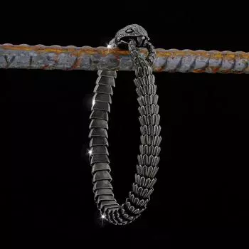 Браслет «Змея» из нержавеющей стали 316L черного цвета для вашего лучшего друга! 19CM чёрный