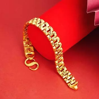 Браслет золотого цвета, цепочка на танк, мужской и женский ретро-национальный стиль 20CM золотой