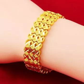 Браслет золотого цвета, мужской автомобильный цветок, элитный браслет, властные песочные золотые украшения 20CM золотой