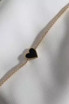 Браслет золотого цвета с черной эмалью и сердечком Waterway