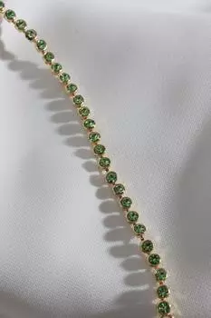 Браслет золотого цвета с зеленым камнем Waterway