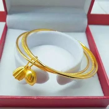 Браслет золотого цвета «Три жизни и три поколения» Lotus Peng «Цветок лотоса» 18CM золотой