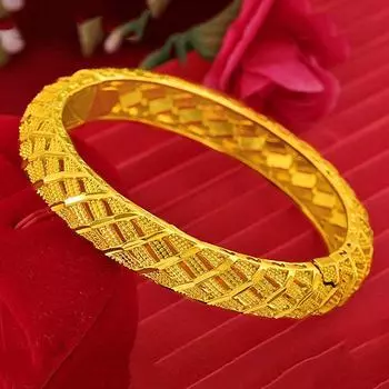 Браслет золотого цвета, женский ретро-полый браслет с резным цветком, темпераментный браслет, свадебное торжество one size золотой