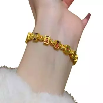 Браслет Золотой Маджонг с китайскими иероглифами, Ручное украшение, Богемный стиль, Браслет, Подарки для девочек