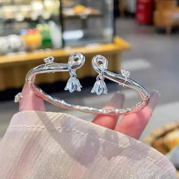 Браслет Zuyin 9999 Bell Orchid, женское чистое серебро, уникальный браслет с бамбуковым узлом в китайском стиле, подарок девушке и на день рождения лучшего друга Adjustable size