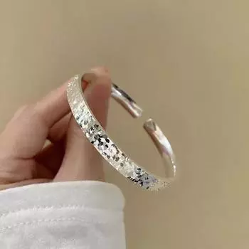 Браслет Zuyin 9999 из сломанного льда и ледяного серебра, женский открытый пуш-пул с гладкой отделкой, тонкое мастерство браслет из чистого серебра с битым льдом Adjustable size