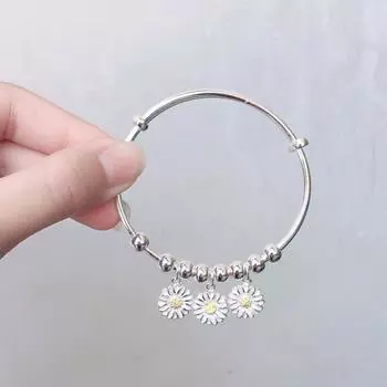 Браслет Zuyin 999 Little Daisy из бисера, чистое серебро, женский модный, свежий и простой, дает студентам легкий роскошный модный браслет Adjustable size