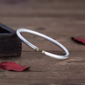 Браслет Zuyin 999 Niche Design для женщин, чистое серебро, древний метод, ретро-узор, наследование, открытый однотонный, простой и модный браслет Adjustable size