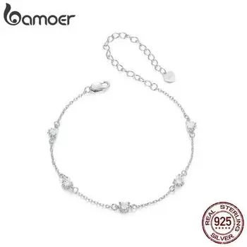 Браслеты BAMOER из стерлингового серебра 925 пробы с принтом собачьей лапы, регулируемые браслеты с покрытием из белого золота для женщин и девочек, подарки для любителей домашних животных SCB271