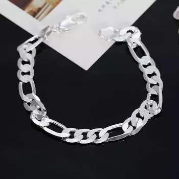 Браслеты-цепочки из серебра 925 пробы с плоскими звеньями диаметром 6 мм для мужчин и женщин, ювелирные изделия высокого качества