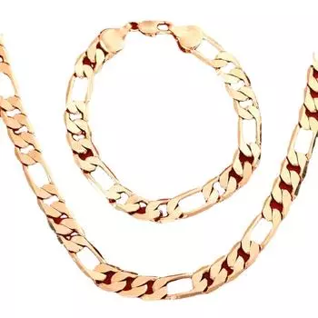 Браслеты-цепочки из стерлингового серебра 925 пробы, золото 18 карат, ширина 8 мм, шейное ожерелье для женщин и мужчин, модные свадебные комплекты ювелирных изделий в стиле панк 55cm and 20cm