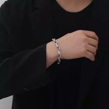 Браслеты-цепочки со скрепками для женщин и мужчин, браслет-цепочка из титановой стали с круглыми 17cm