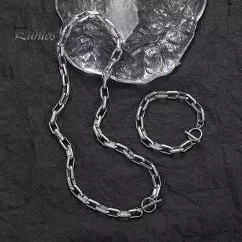 Браслеты-цепочки со скрепками для женщин и мужчин, браслет-цепочка из титановой стали с круглыми застежками-тогглами для повседневной носки, аксессуар для вечеринок 17cm