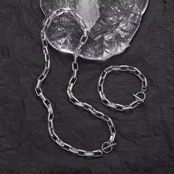 Браслеты-цепочки Yousheng Paperclip для женщин и мужчин, браслет-цепочка из титановой стали с круглыми застежками-тогглами для повседневной носки, аксессуар для вечеринок 17cm