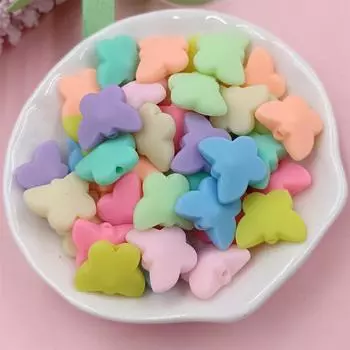 Браслеты DIY Ожерелье 50 ШТ. (14-10)*12 мм модные резиновые бусины-бабочки для изготовления ювелирных изделий, аксессуары для бусин бежевый