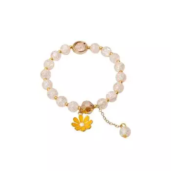 Браслеты для девочек. Женские браслеты из хрустальных бусин. Подарки подругам. One Size бежевый