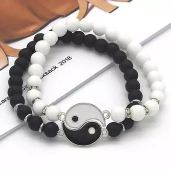 Браслеты для пар, изысканные тонкие браслеты в китайском стиле Тай Чи, регулируемые браслеты унисекс чёрный