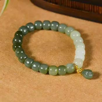 Браслеты Градиентные нефритовые браслеты из бисера Женская цепочка на руку Hetian Нефритовые браслеты Браслеты в корейском стиле