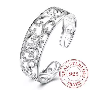 Браслеты и браслеты из полых ветвей из стерлингового серебра 925 пробы для женщин, высококачественный элегантный подарок для леди, ювелирные изделия из серебра 925 пробы