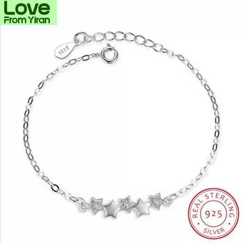 Браслеты и браслеты из стерлингового серебра 925 пробы для женщин. Ювелирные изделия из стерлингового серебра. Прекрасный браслет со звездой. Pulseira S -B113