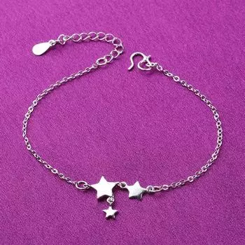 Браслеты и браслеты с подвесками в виде звезд из стерлингового серебра 925 пробы для женщин, свадебные украшения для женщин Pulseira A162