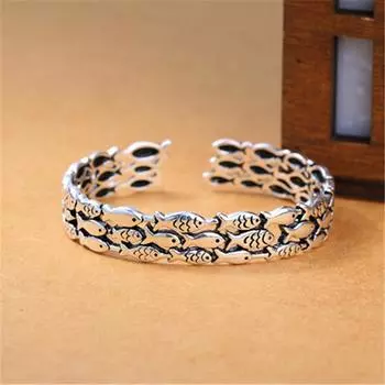 Браслеты и браслеты в виде рыбы из стерлингового серебра 925 пробы, регулируемый браслет для женщин, ювелирные изделия из стерлингового серебра Pulseira Feminina