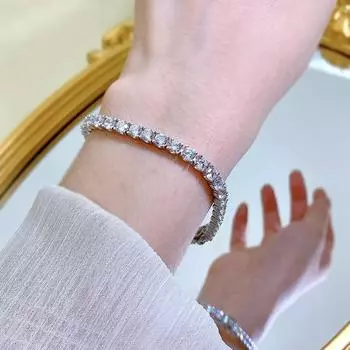 Браслеты из белого золота 18 карат с сапфирами и драгоценными камнями, подарок на свадьбу, помолвку, годовщину, серебро 925 пробы, ювелирные украшения 17