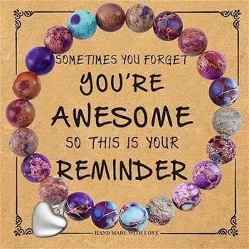 Браслеты из бусин унисекс, браслет из сплава аметиста, пудра, подарки для женщин и девочек, изысканные, персонализированные 8MM emperor love with card