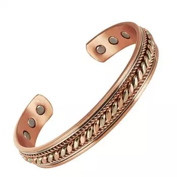 Браслеты из чистой меди, магнитные витые регулируемые браслеты с широкими открытыми манжетами шириной 12 мм, браслеты с высокой магнитной энергией, ювелирные изделия для мужчин с изменяемым размером медный