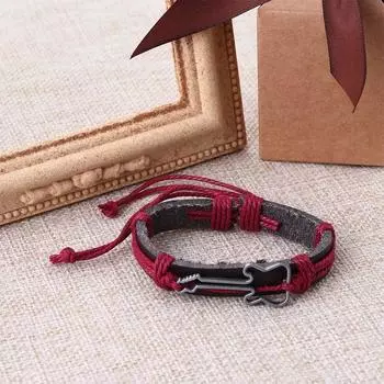 Браслеты из искусственной кожи для женщин и мужчин из звеньев, регулируемые, с подвесками, браслеты-гитары чёрный