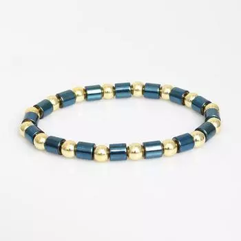 Браслеты из натурального камня гематит для женщин и мужчин, энергетика, здоровье, браслеты ручной работы, модные ювелирные изделия 19cm золотой