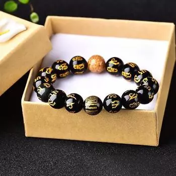 Браслеты из натуральных кристаллов, шесть слов, мантра, круглые бусины Будды, браслет на удачу для мужчин и женщин, ювелирные изделия из одного кристалла