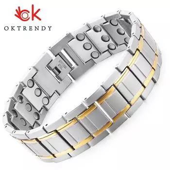 Браслеты из нержавеющей стали для мужчин, магнитный браслет с 3-рядными неодимовыми магнитами, ювелирные изделия для терапии