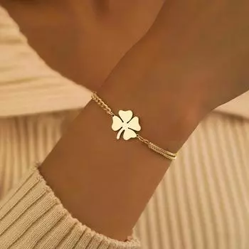 Браслеты из нержавеющей стали Классический кулон Lucky Clover Браслет в стиле хип-хоп для женщин Ювелирные изделия Невыцветающие высококачественные повседневные носки
