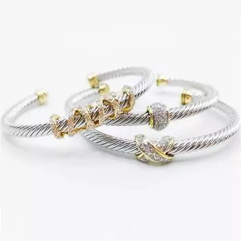Браслеты из нержавеющей стали с открытым кабелем, браслеты для женщин, ювелирные изделия известных брендов, женские серебряные браслеты-манжеты для As Picture