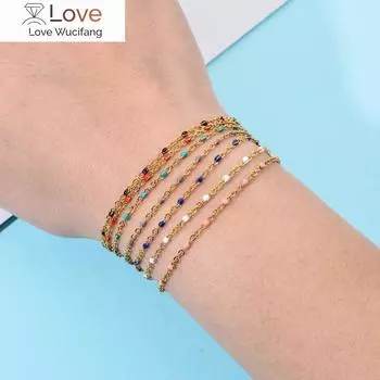 Браслеты из нержавеющей стали в стиле бохо для женщин, симпатичный эмалированный браслет, ювелирные изделия, золотой цвет, браслет-цепочка, Femme Mujer Pulsera Adjustment красный